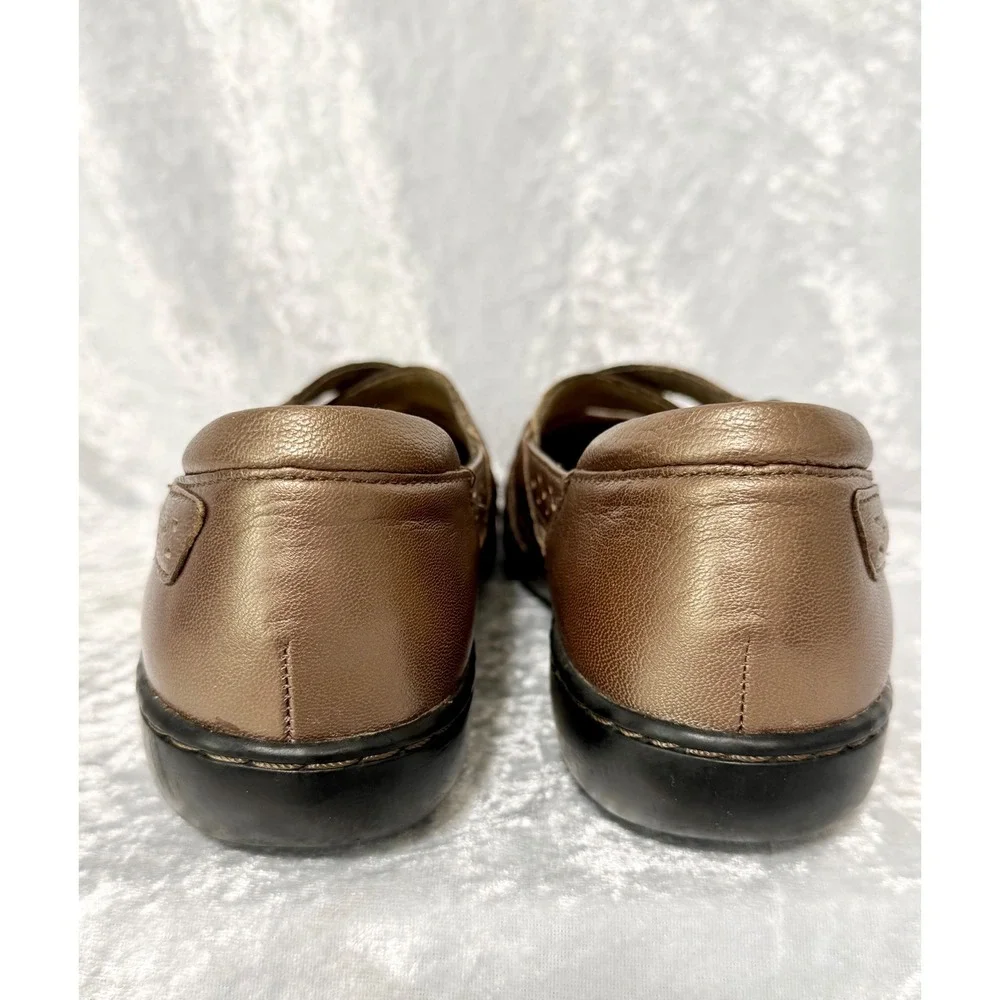Clarks Collection Ashland Bronze Metallic Leather‎ Mary Jane Shoes Womens 8.5 W